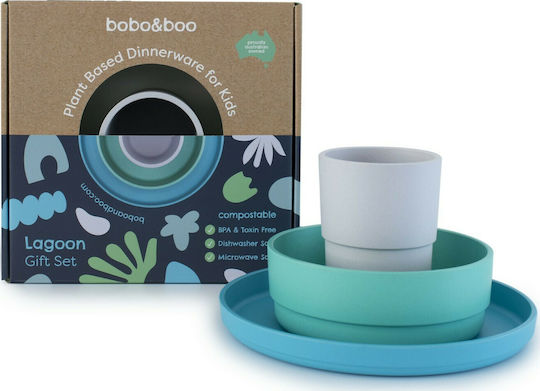 Bobo & boo Feeding Set Lagoon made of Bamboo Multicolour 3pcs