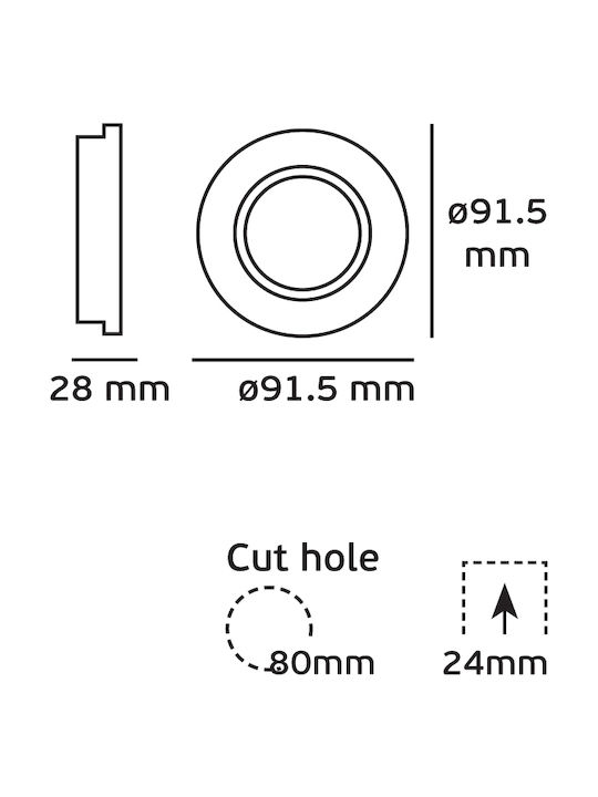 VK Lighting Rotund Metalic Spot Încorporat cu Soclu GU10 Mișcare Argintiu 9.15x9.15cm. 1buc