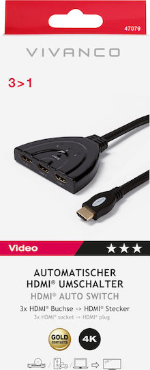 Vivanco 3 Inputs/1 Output HDMI Switch 47079