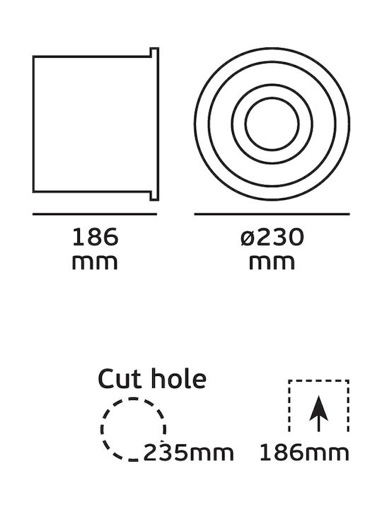 VK Lighting Στρογγυλό Γύψινο Χωνευτό Σποτ με Ντουί G53 AR111 Κινούμενο Λευκό 23x23εκ. 1τμχ