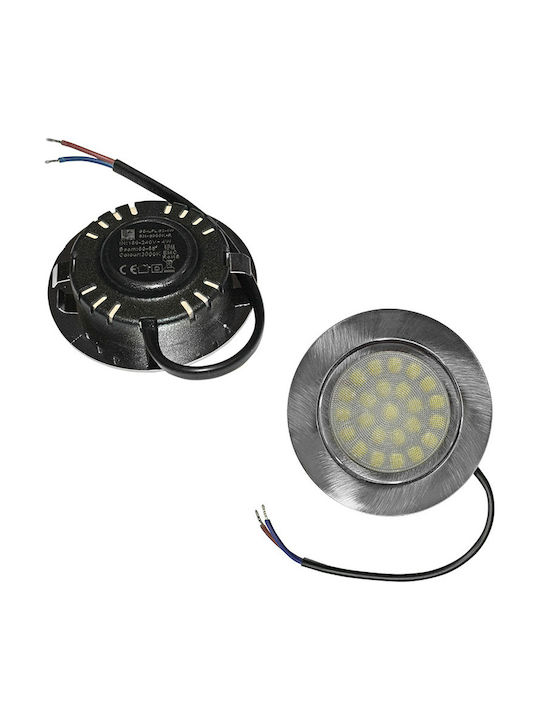 Adeleq Round Plastic Recessed Spot with Integrated LED and Warm White Light SMD 4W Silver 7x7cm. 1pcs