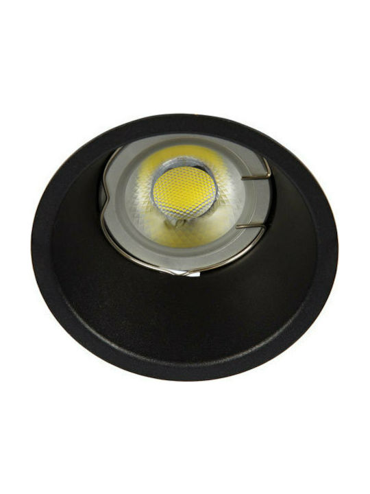 VK Lighting Στρογγυλό Μεταλλικό Χωνευτό Σποτ με Ντουί GU10 Μαύρο 8.3x8.3εκ. 1τμχ