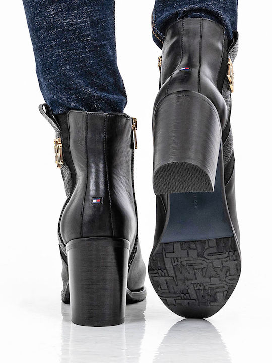 Piele Botine pentru femei cu toc înalt Negru FW0FW05192BDS