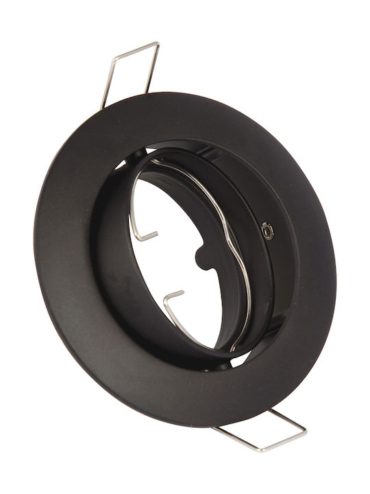 VK Lighting VK/03008G/B Στρογγυλό Μεταλλικό Χωνευτό Σποτ με Ντουί GU10 Κινούμενο Μαύρο 8.4x8.4εκ.