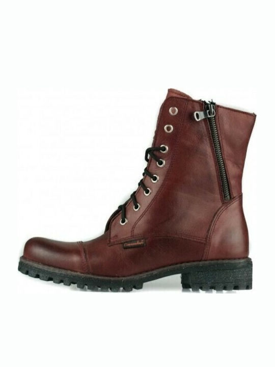 Leather Women's Ankle Boots Burgundy