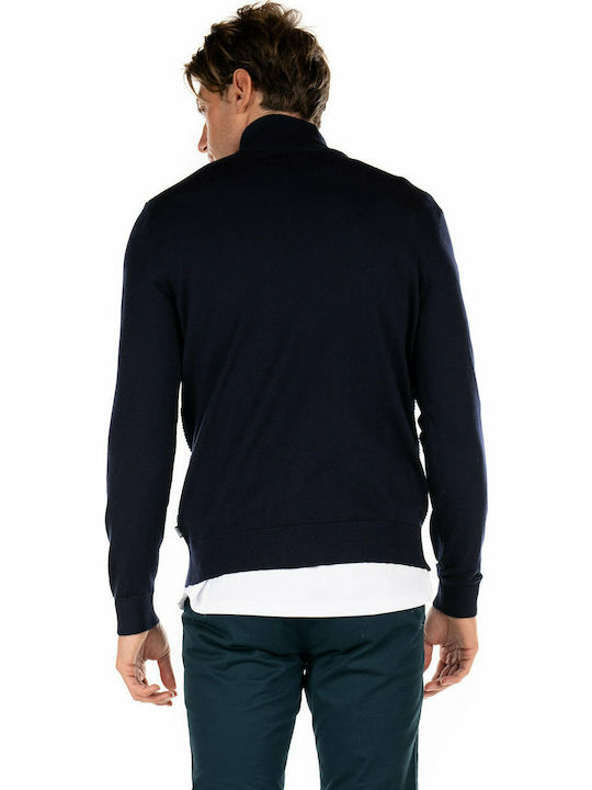 Hugo Boss Herren Langarm-Pullover Ausschnitt mit Reißverschluss Navy