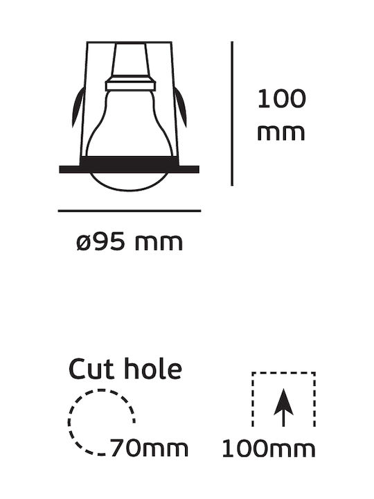 VK Lighting Rotund Metalic Spot Încorporat cu Soclu E14 R50 Gri 9.5x9.5cm. 1buc