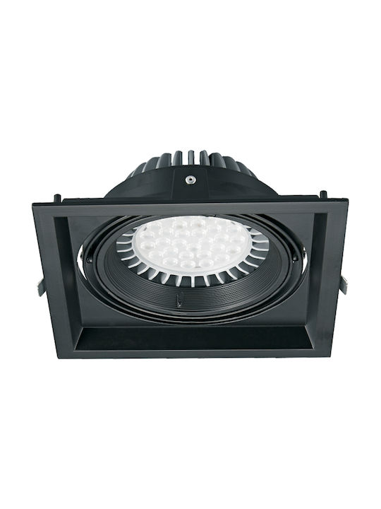 VK Lighting Square Metallic Recessed Spot with Socket G53 AR111 Adjustable Black 17.5x17.5cm. 1pcs