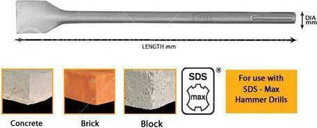 DEWALT Chisel Bits 360x50mm with SDS Max Socket