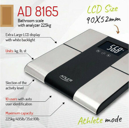 Adler AD 8165 Дигитална Кантар С анализ на мазнини в Сребрист цвят