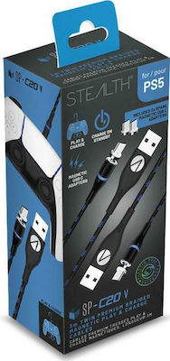 Stealth Twin Magnetic Play & Charge Cables Cable for PS5 In Black Colour