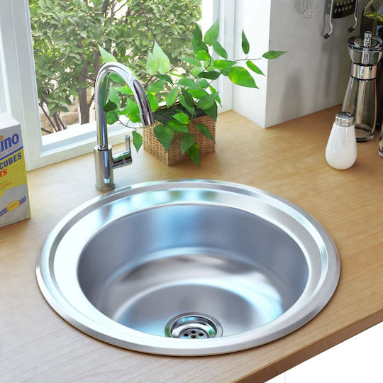 vidaXL Ένθετος Νεροχύτης Inox Brushed Μ48xΠ48cm Ασημί