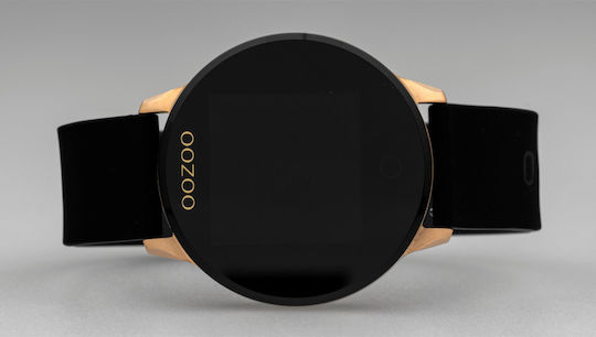 Oozoo Q00114 Stainless Steel 43mm Smartwatch με Παλμογράφο (Μαύρο / Χρυσό)
