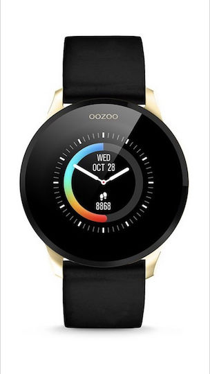 Oozoo Q00114 Stainless Steel 43mm Smartwatch με Παλμογράφο (Μαύρο / Χρυσό)