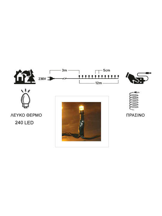 240 Lights LED 15m. Warm White in String 1pcs