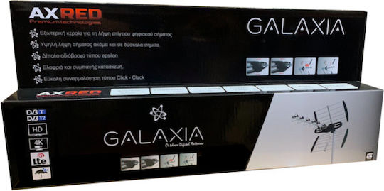 Galaxia Axred Εξωτερική Κεραία Τηλεόρασης (δεν απαιτεί τροφοδοσία) σε Μαύρο Χρώμα Σύνδεση με Ομοαξονικό (Coaxial) Καλώδιο