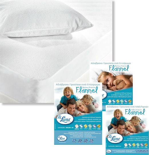 La Luna Protective Cover Semi-double Waterproof with Skirt Flannel White 110x200+35cm