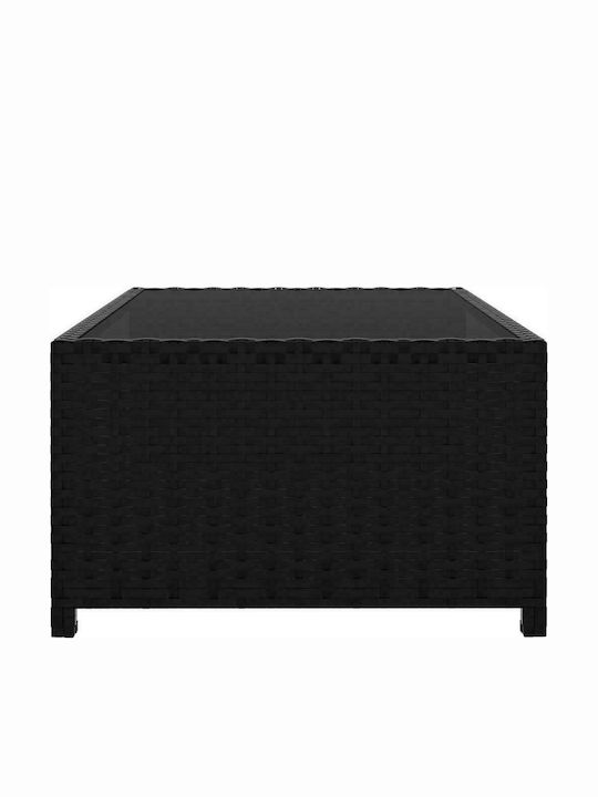 Deckchair Rattan with Cushion Black with Table 2pcs 190x65x69cm.