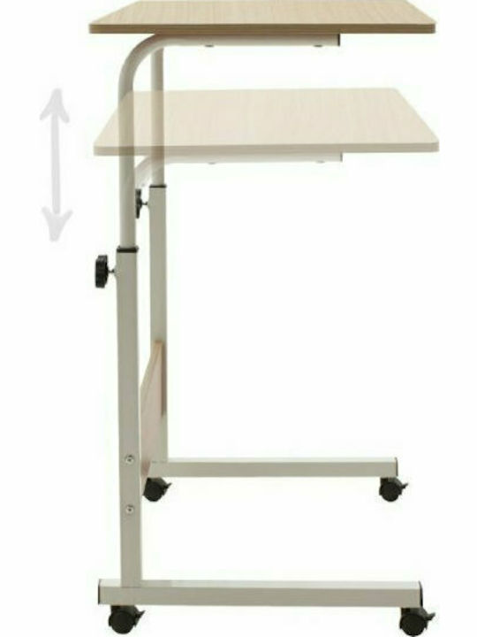 Desk Piper Wooden Natural-White with Metal Legs & Adjustable Height 60x40x69cm