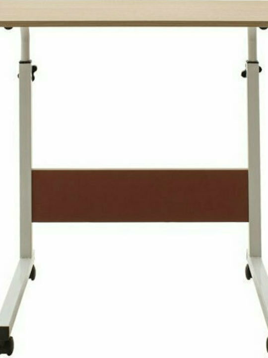 Desk Piper Wooden Natural-White with Metal Legs & Adjustable Height 60x40x69cm