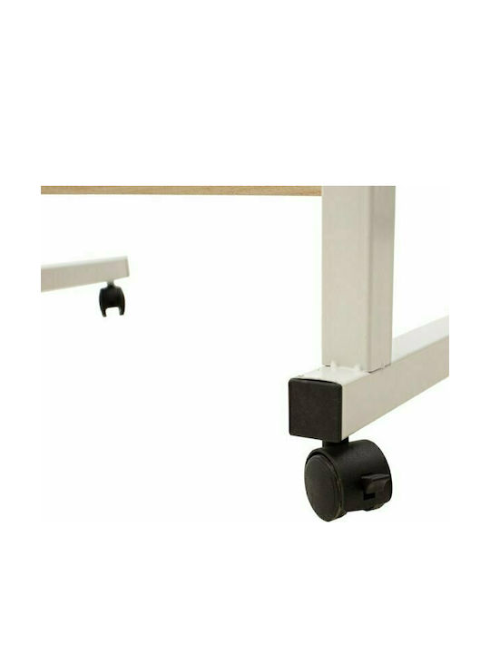 Desk Piper Wooden Natural-White with Metal Legs & Adjustable Height 60x40x69cm