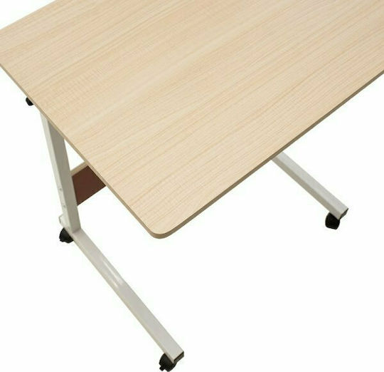 Desk Piper Wooden Natural-White with Metal Legs & Adjustable Height 60x40x69cm