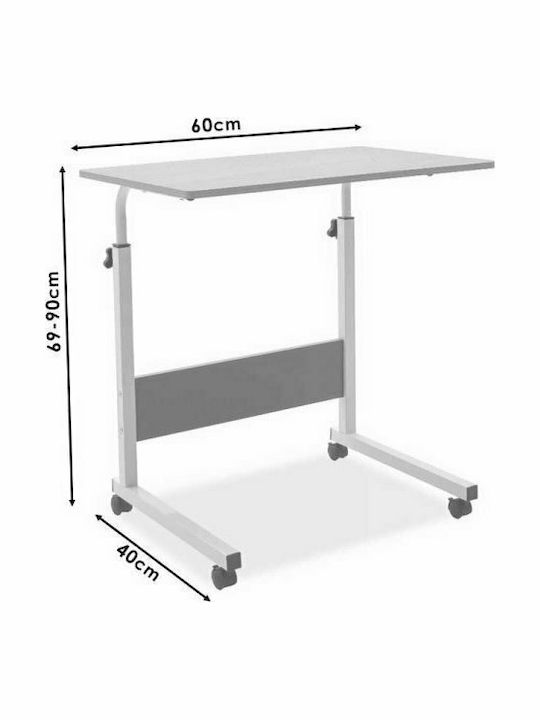 Desk Piper Wooden Natural-White with Metal Legs & Adjustable Height 60x40x69cm
