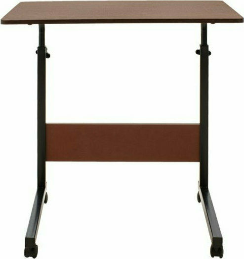 Desk Piper Wooden Walnut-Black with Metal Legs & Adjustable Height 60x40x69cm