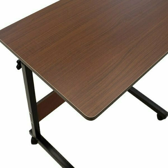 Desk Piper Wooden Walnut-Black with Metal Legs & Adjustable Height 60x40x69cm