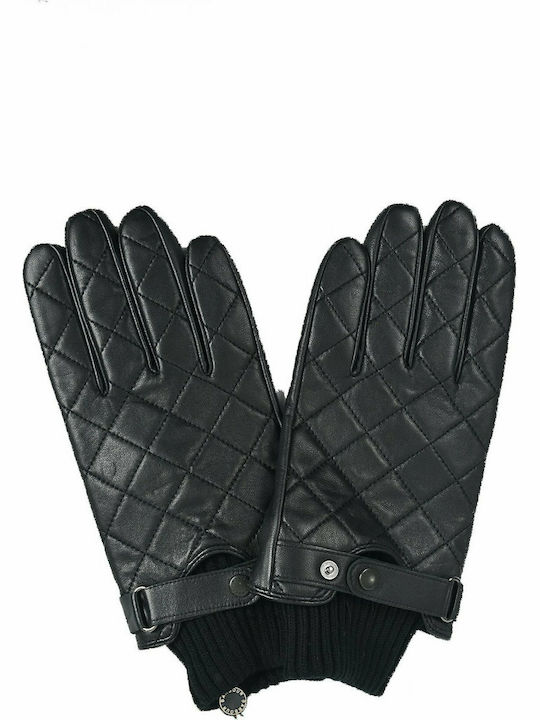 Quilted Ted Negre Barbati Piele Manusi