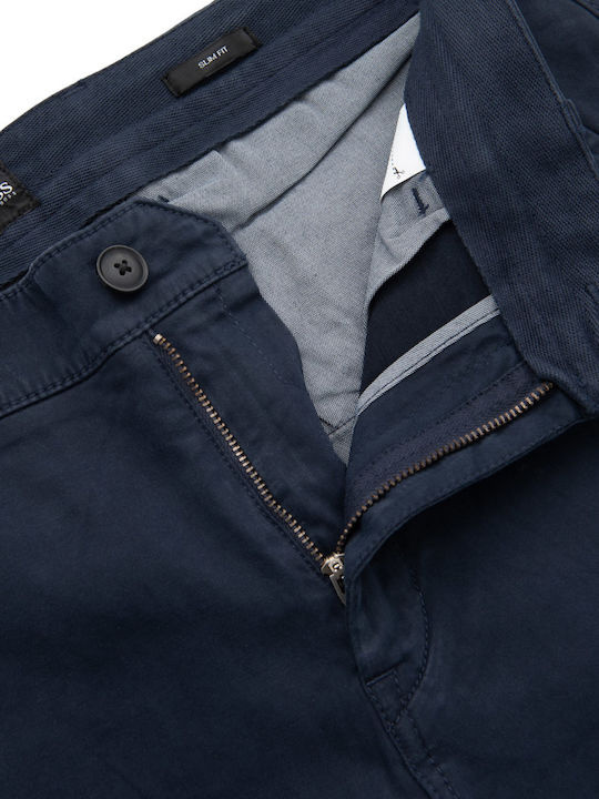 Trousers Chino Elastic in Slim Fit Navy Blue
