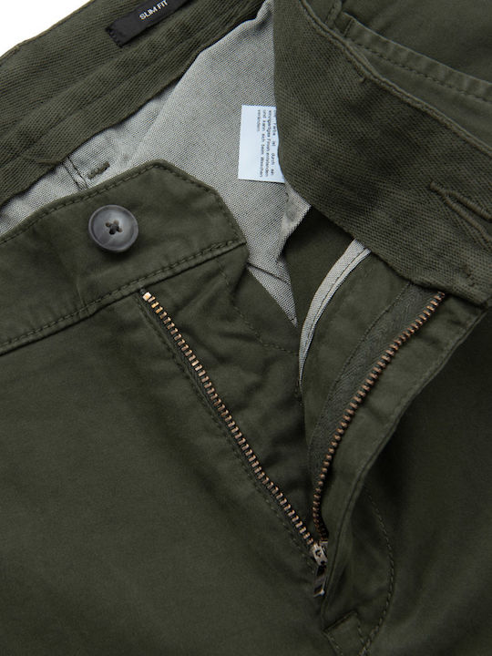Trousers Chino Elastic in Slim Fit Khaki