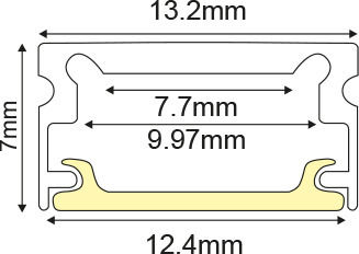 Aca Micro External Aluminum Profile for LED Strip with Opal Cover 200x1.3x0.7cm