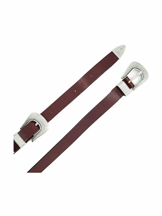 Leather Women's Belt Burgundy