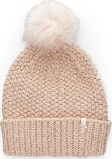 Pom Pom Beanie Γυναικείος Σκούφος Πλεκτός σε Ροζ χρώμα