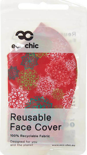 Eco Chic Face Cover Red Floral Xmas Mandalas 1τμχ