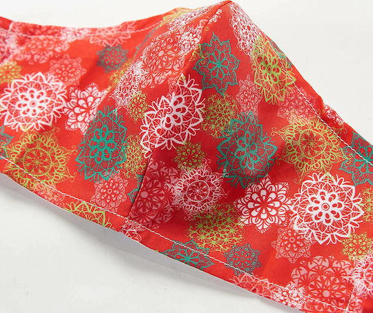 Eco Chic Face Cover Red Floral Xmas Mandalas 1τμχ