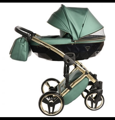 Junama Fluo Line Verstellbar 3 in 1 Baby Kinderwagen Geeignet für Neugeborene Grün JUN.0721.TRIO