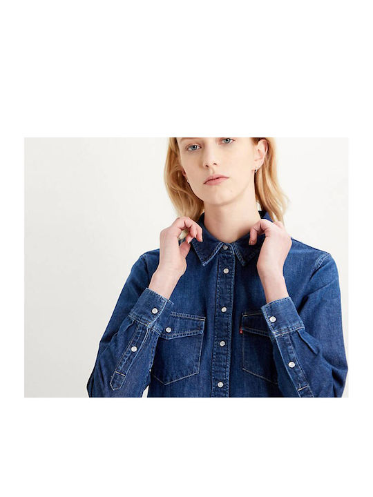 Essential Western Women's Denim Monochrome Long Sleeve Shirt Blue