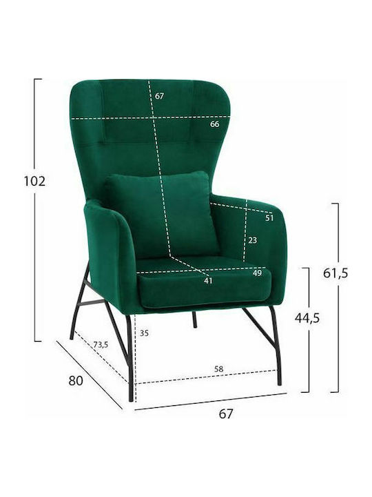 Dania Bergère Catifelat Cypress 67x80x102cm