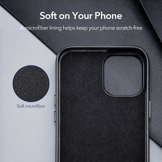 ESR Metro Premium Back Cover Synthetic Leather Black (iPhone 12 / 12 Pro) x24945