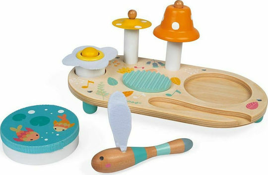 Janod Музикален Инструмент Pure Music Table с 5 Функции от Дърво с Музика за 12+ Месеца
