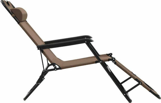 vidaXL Lounger-Armchair Beach with Recline 2 Slots Brown 138x61x89cm Set of 2pcs