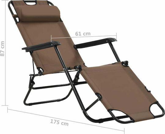 vidaXL Lounger-Armchair Beach with Recline 2 Slots Brown 138x61x89cm Set of 2pcs