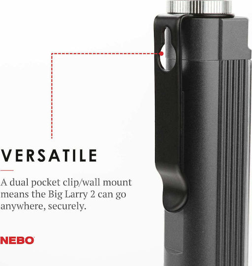 Nebo Battery Workshop Light LED Dual Function with Brightness up to 500lm Big Larry 2 6737 Red