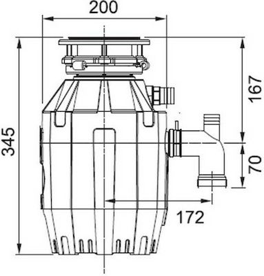 Franke Turbo Elite TE-50 Σκουπιδοφάγος με Ισχύ 1/2hp 20x34.5εκ.