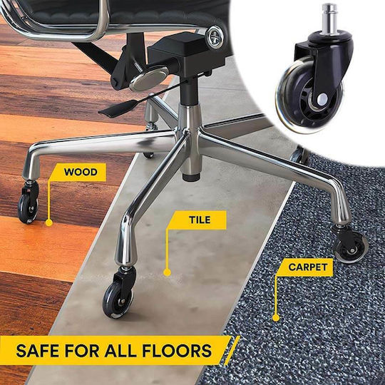 Factory Caster for Office Chair Plastic 5 Pieces Silver
