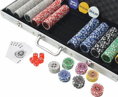 vidaXL Set 500 Poker Chips 11.5gr in Suitcase with 2 Decks 80184