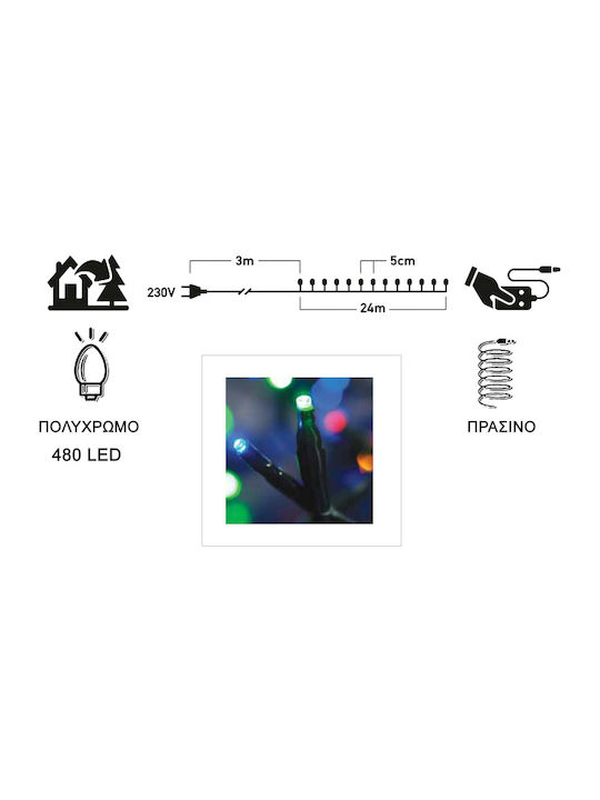 480 Lights LED 27m. Multicolor in String 1pcs