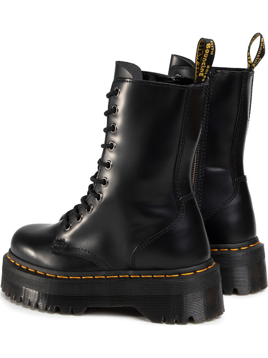 Jadon Hi Leather Women's Ankle Boots with Medium Heel Black